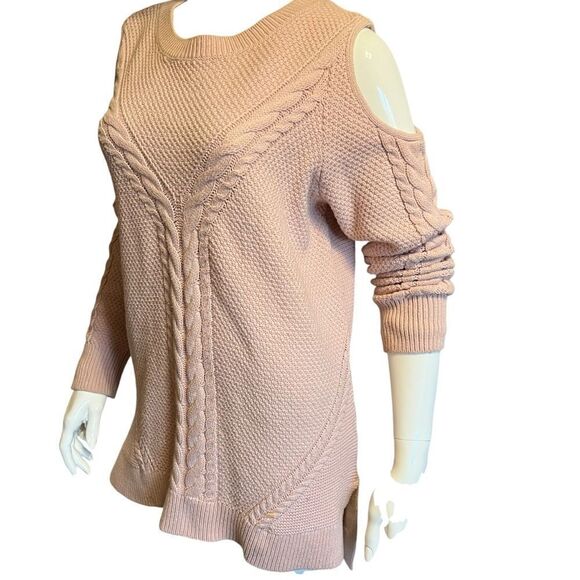 A.N.A Cable Net Pink Hi-Lo Sweater W/Cold Shoulder size XL - Picture 5 of 10